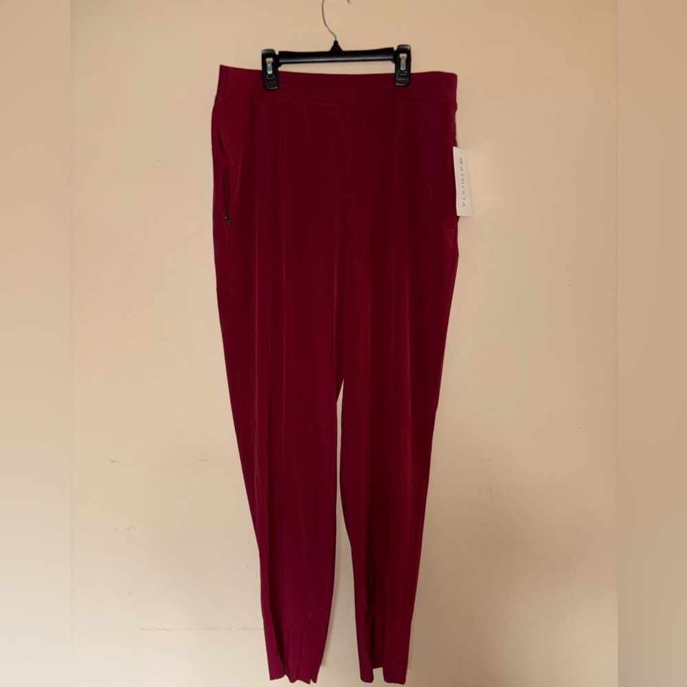 Athleta Brooklyn Heights Pant Athleisure Gym Burgundy 12 Tall High Waist - Picture 2 of 4
